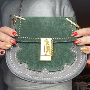 “ Drew” bag. Gorgeous emerald green leather.